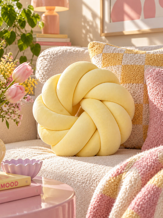 Poduszka Knot Pillow Żółta (butter yellow)