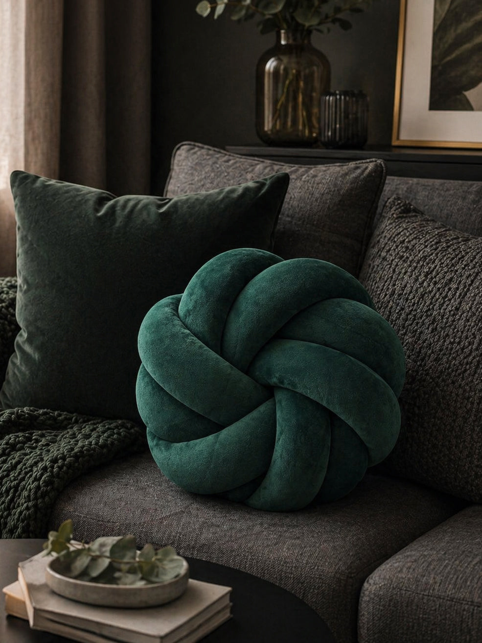 Poduszka Knot Pillow Butelkowa Zieleń