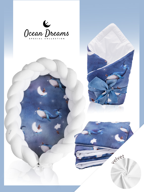 Wyprawka dla noworodka ZESTAW VELVET Ocean Dreams 4w1 BIAŁY