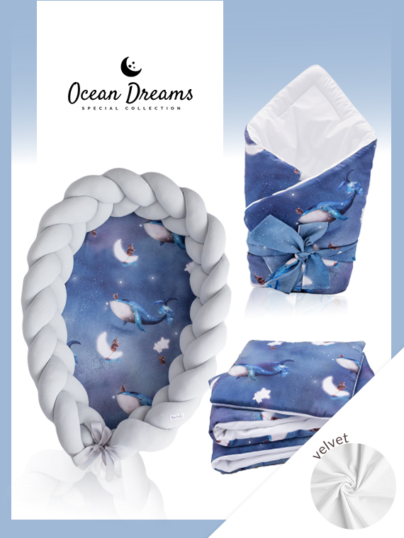 Wyprawka dla noworodka ZESTAW VELVET Ocean Dreams 4w1 JASNOSZARY